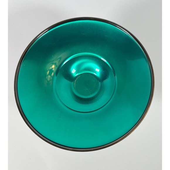 ONEIDA SILVERSMITHS COMPOTE Candy Dish Mid Century Green Liner MCM - Picture 2 of 5